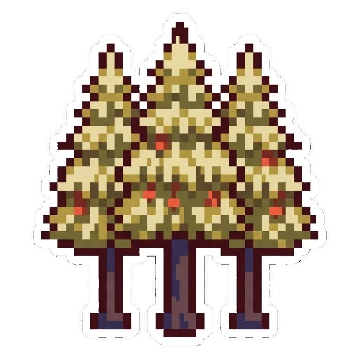 Shiro's picture for 森: three pine trees standing close together, drawn as a pixel-art sticker